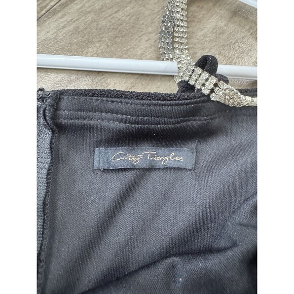 CITY Triangles Juniors 5 Draped Neckline Short Dress Black Glow - Picture 7 of 9